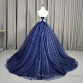 Gorgeous Blue Ball Gown Sweet 16 Party Dress Handmade Formal Gown Off Shoulder Semi Formal Prom Dress